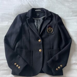 Talula navy blazer, slim fit, gold buttons. Size 6